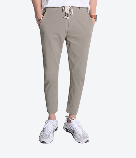Style: Drawstring Tapered Pants (Beige)